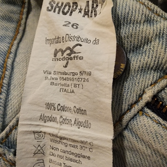 SHOP ★ ART Blue Denim pants side seam stripes 100% cotton jeans - Picture 13 of 15